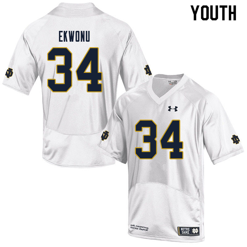 Youth #34 Osita Ekwonu Notre Dame Fighting Irish College Football Jerseys Sale-White